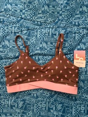 Target Brown Floral Bralette with Pink Band